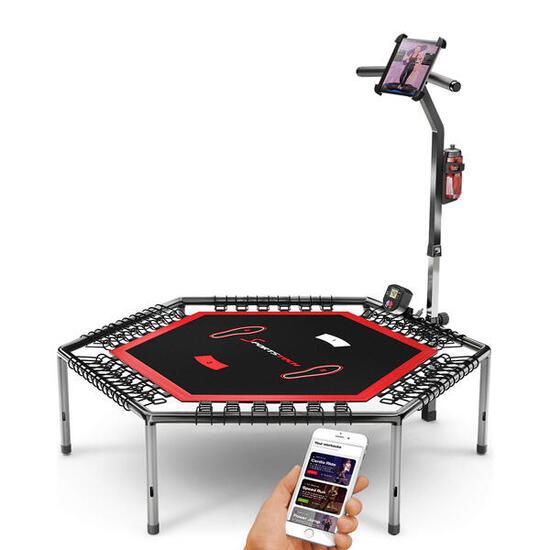 HTX100 Fitness Trampolin für Kinder und Erwachsene, klappbar und mit Haltegriff