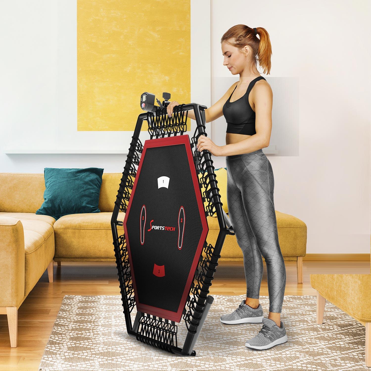 SPORTSTECH HTX100 Trampoline Fitness avec Écran LCD, Support Smartphone, Pliable 4/7