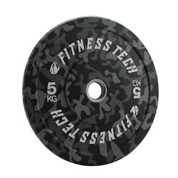 Disque Bumper Plate Musculation Fitness Tech 5kg Camouflage Gris – Unité