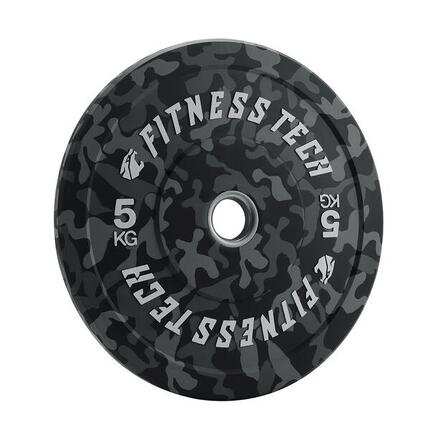 Disque Bumper Plate Musculation Fitness Tech 5kg Camouflage Gris – Unité