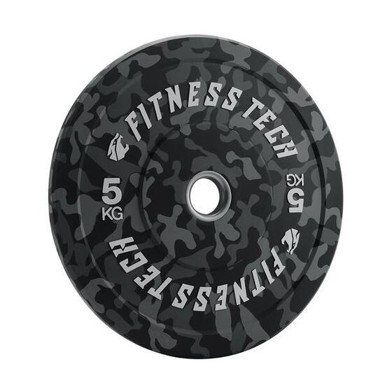Disque Bumper Plate Musculation Fitness Tech 5kg Camouflage Gris – Unité