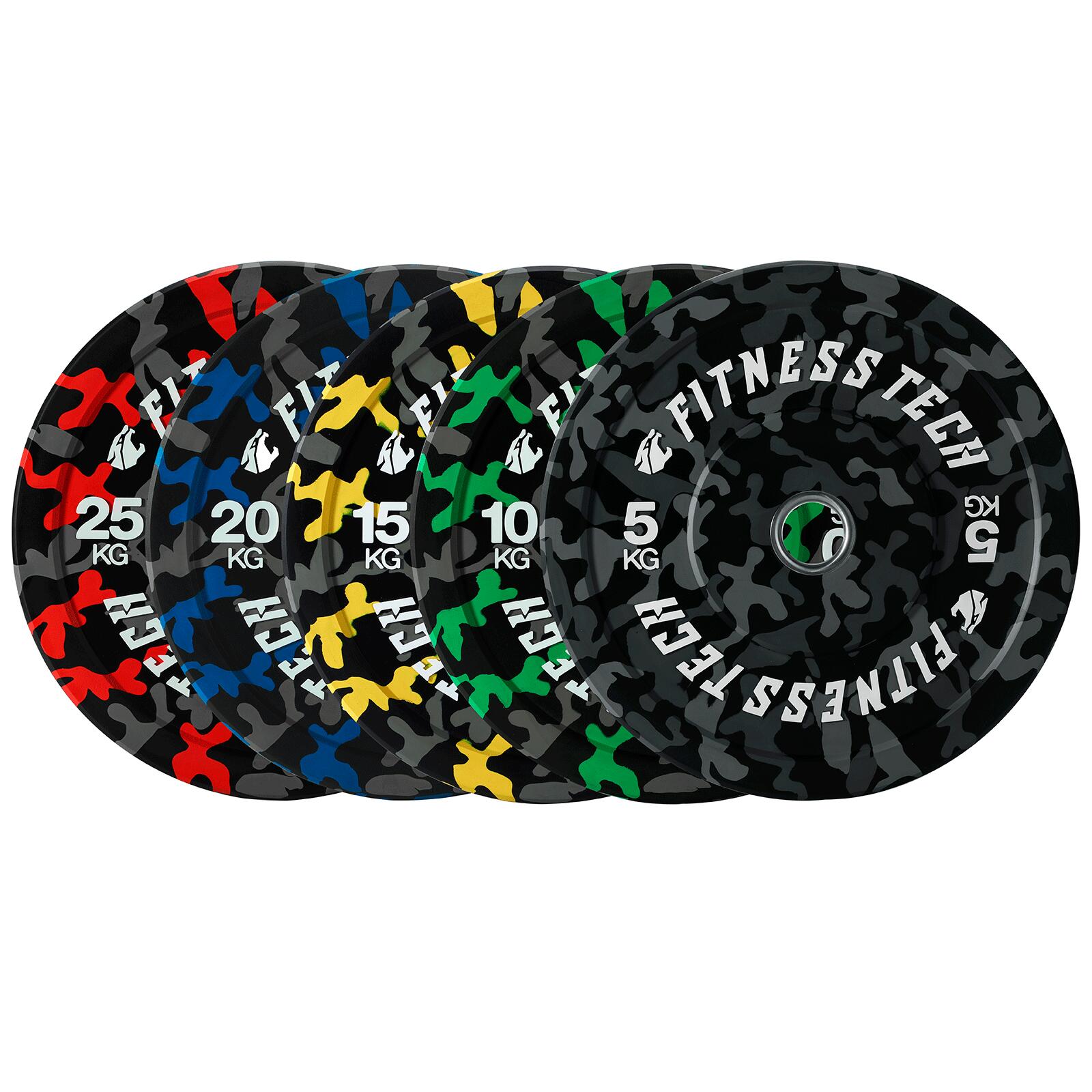Disque Bumper Plate Musculation Fitness Tech 5kg Camouflage Gris – Unité 3/6