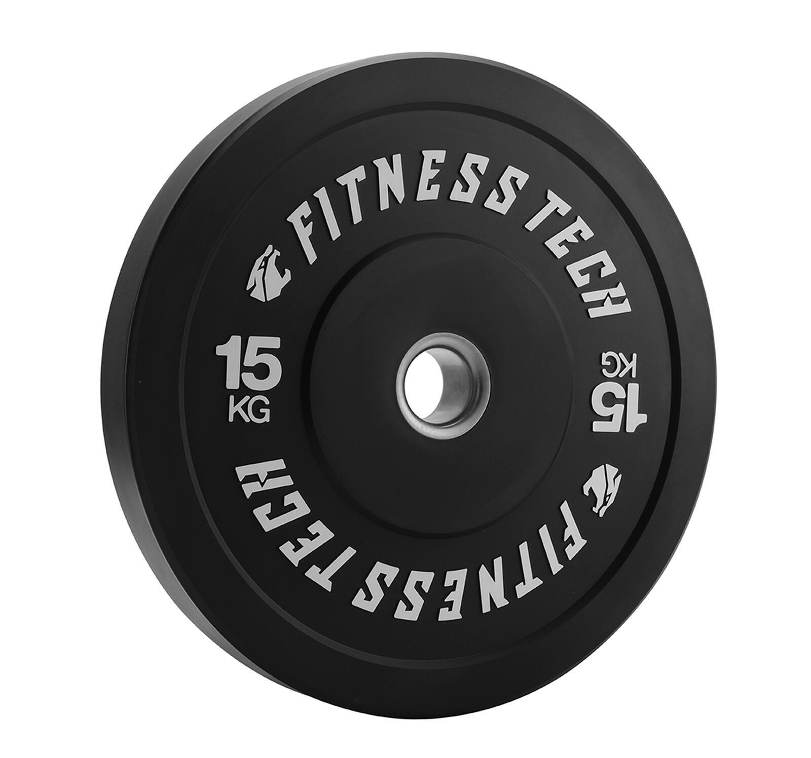 Disco bumper plate fitness tech 15kg preto unidade