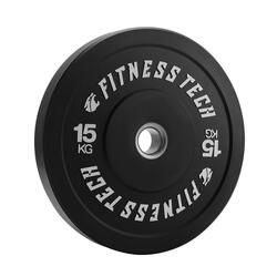 Disque Bumper Plate Musculation Fitness Tech 15kg Noir – Unité