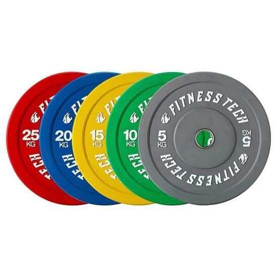 Set 150kg Disques Bumper Couleurs Musculation Fitness Tech