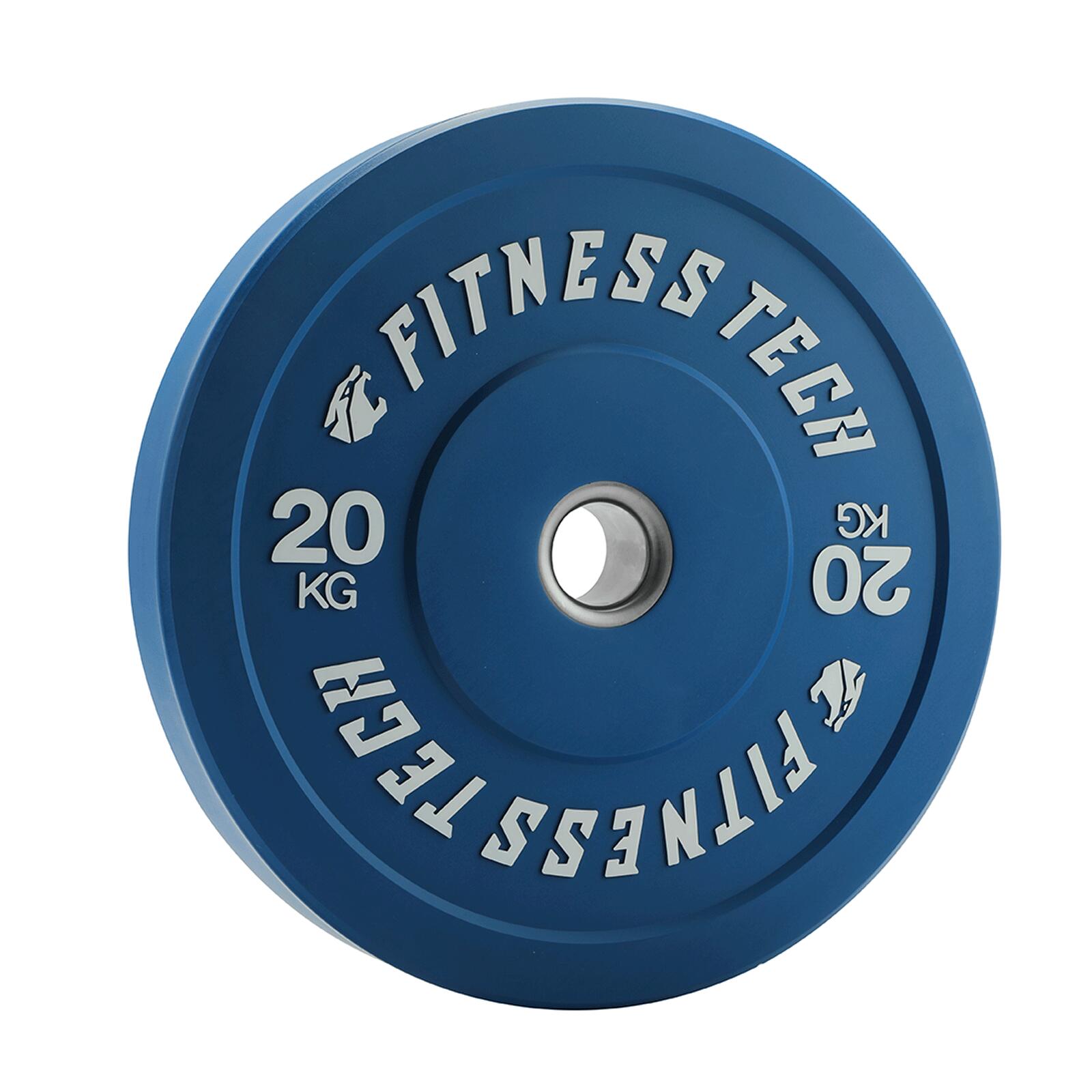 Disco bumper plate 20kg fitness tech alta resistência azul unidade