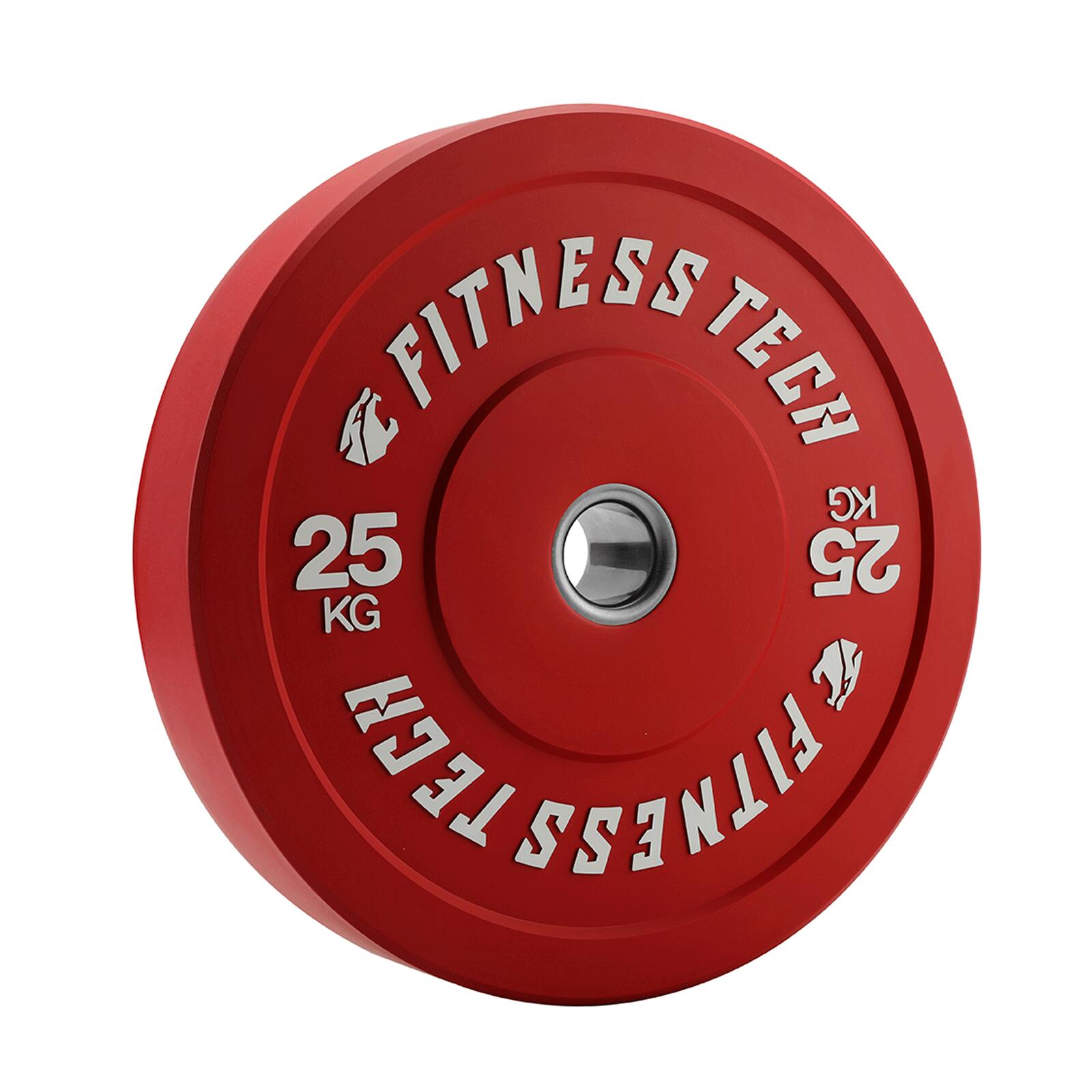 Disco Bumper Plate 25kg Fitness Tech Alta Resistência Vermelho Unidade