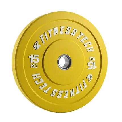 Disque Bumper Plate 15kg Haute Résistance Jaune Fitness Tech – Unité