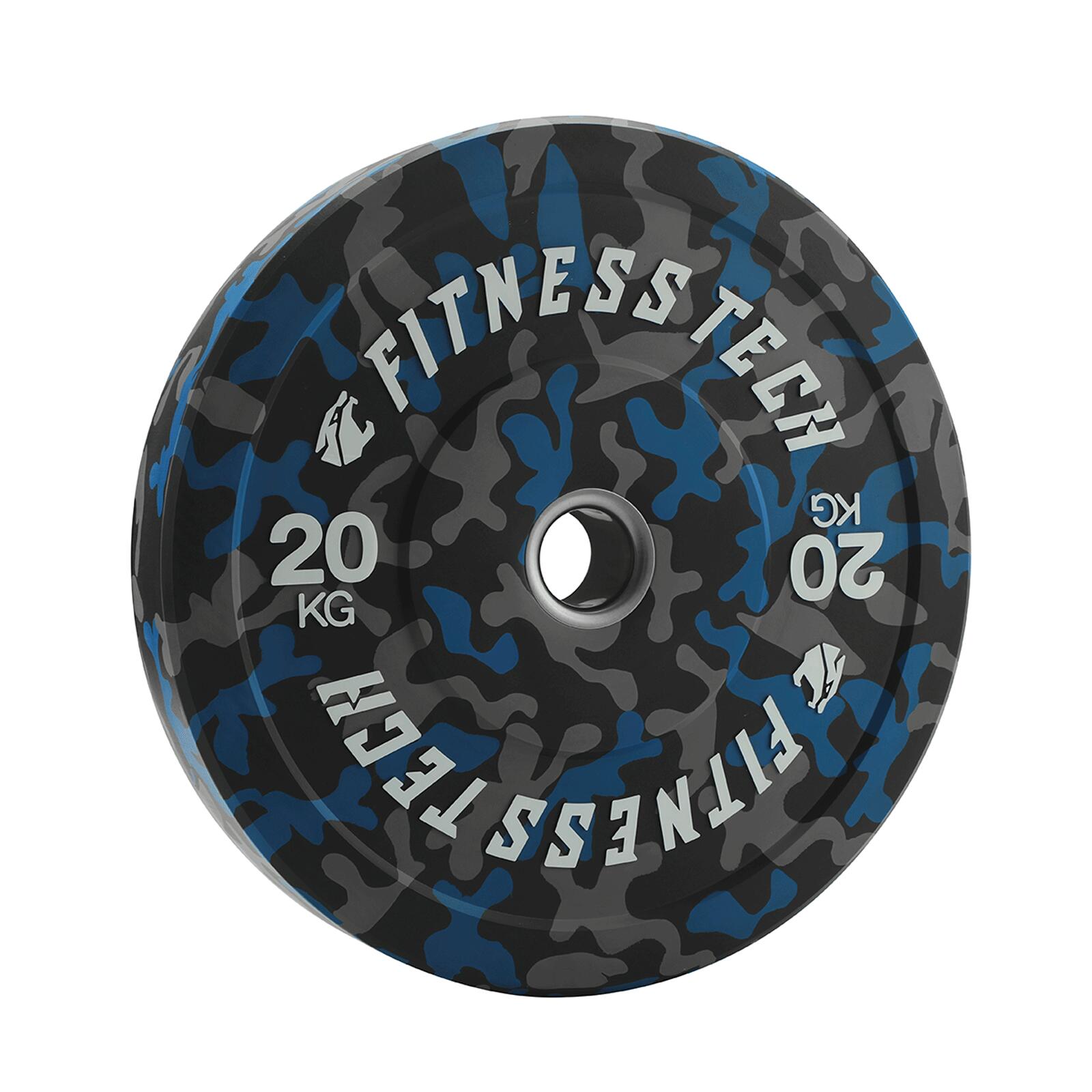Disco bumper plate fitness tech 20kg camuflado azul unidade