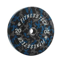 Disque Bumper Plate Musculation Fitness Tech 20kg Camouflage Bleu – Unité