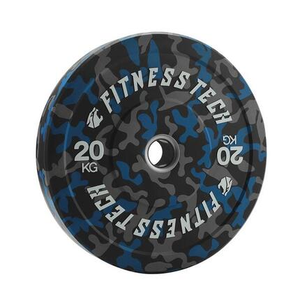 Disque Bumper Plate Musculation Fitness Tech 20kg Camouflage Bleu – Unité