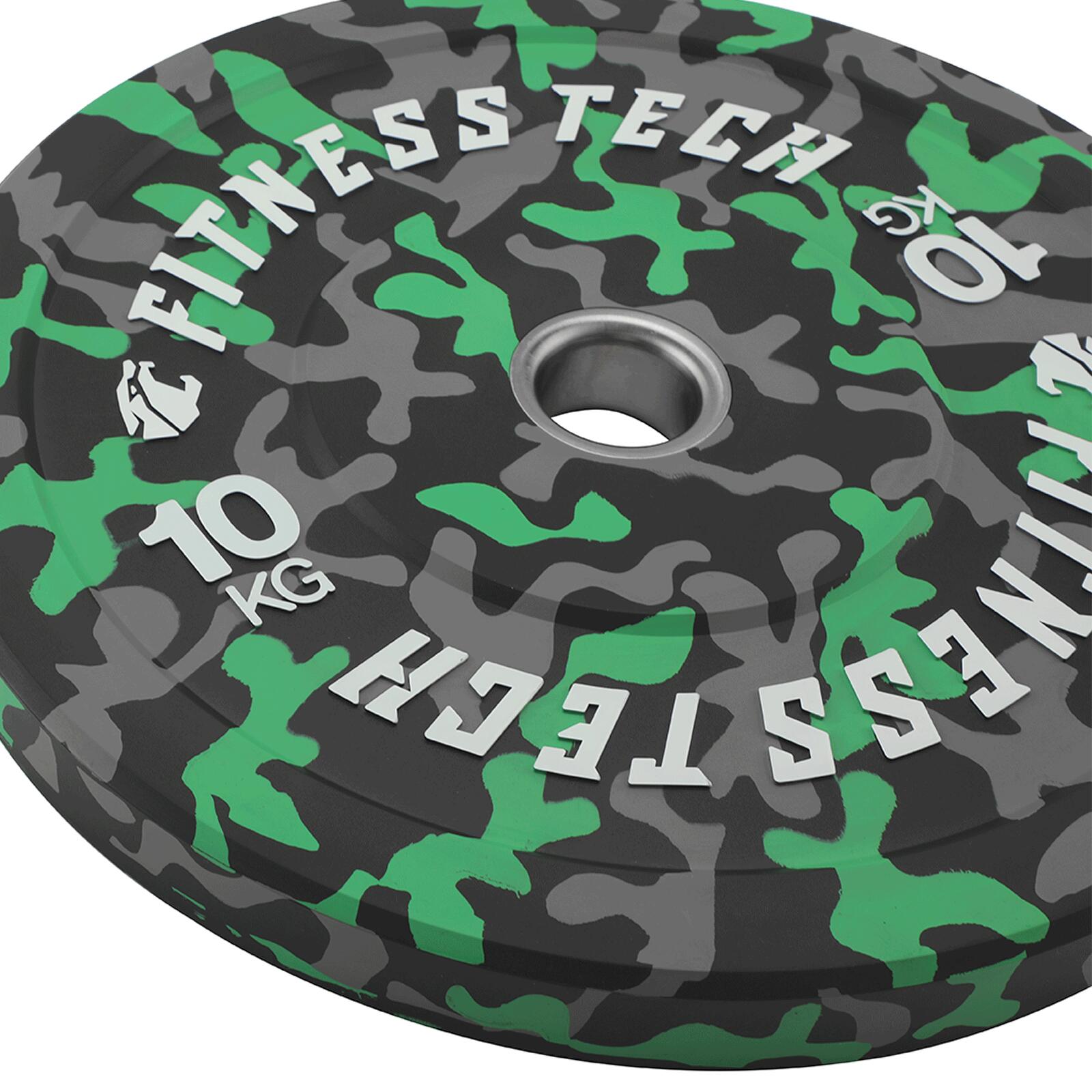 Disque Bumper Plate Musculation Fitness Tech 10kg Camouflage Vert – Unité 2/7