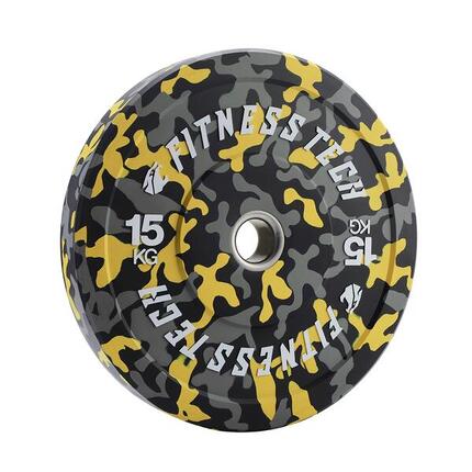 Disque Bumper Camouflage 15kg Haute Résistance Jaune Fitness Tech – Unité