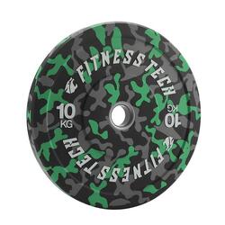 Disque Bumper Plate Musculation Fitness Tech 10kg Camouflage Vert – Unité