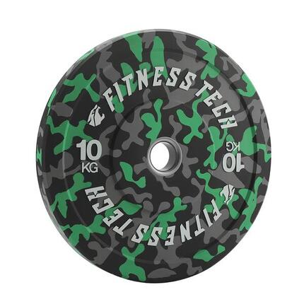 Disque Bumper Plate Musculation Fitness Tech 10kg Camouflage Vert – Unité