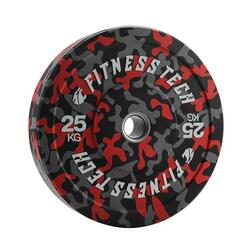 Disque Bumper Plate Musculation Fitness Tech 25kg Camouflage Rouge – Unité