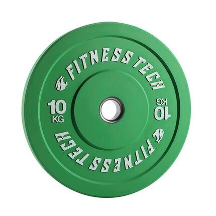 Disque Bumper Plate 10kg Haute Résistance Vert Fitness Tech – Unité