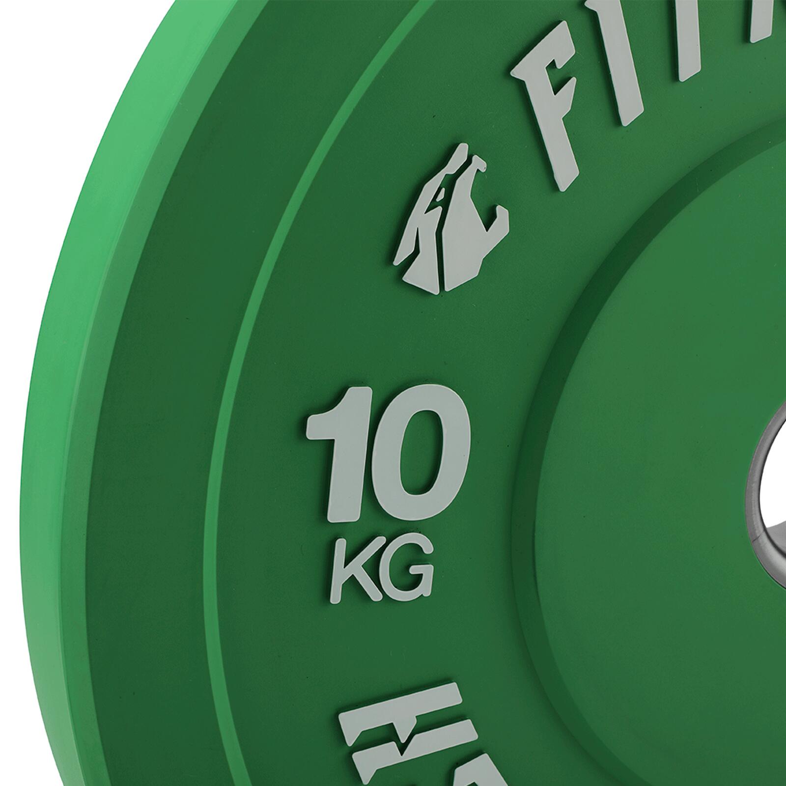 Disque Bumper Plate 10kg Haute Résistance Vert Fitness Tech – Unité 3/4