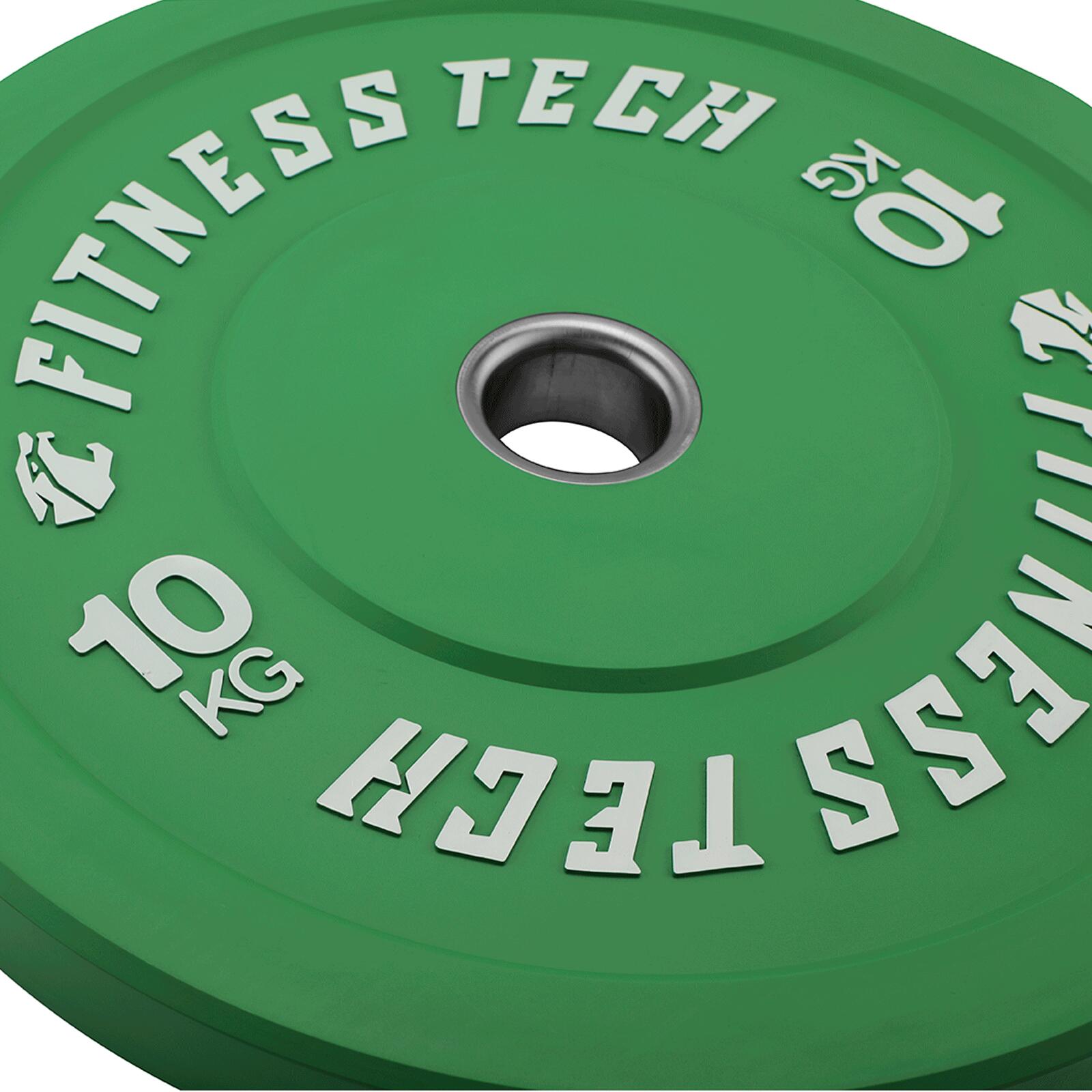 Disque Bumper Plate 10kg Haute Résistance Vert Fitness Tech – Unité 2/4