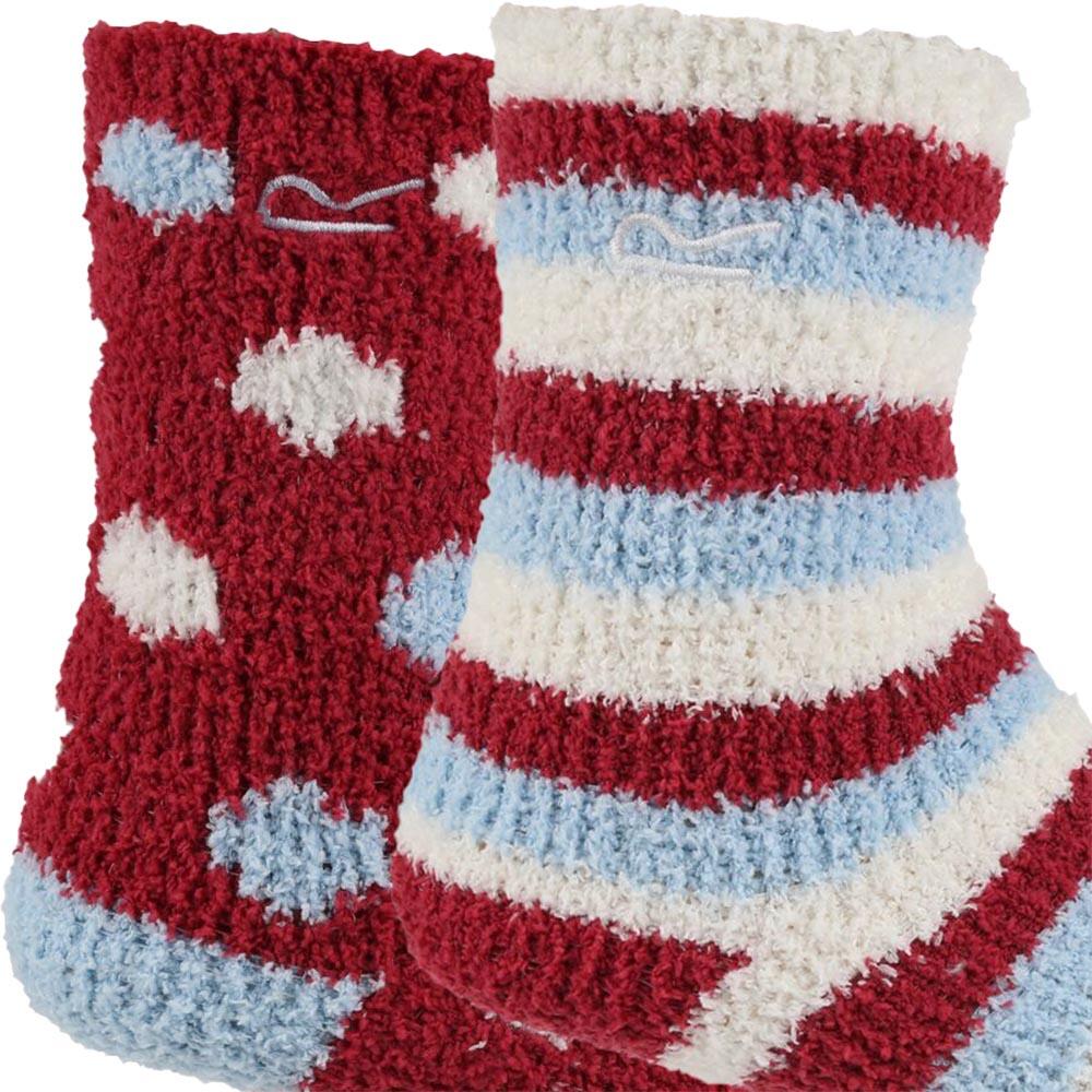 Childrens/Kids Cosy Boot Socks Set (Pack of 2) (Cherry Pink/Light Blue/White) 2/4