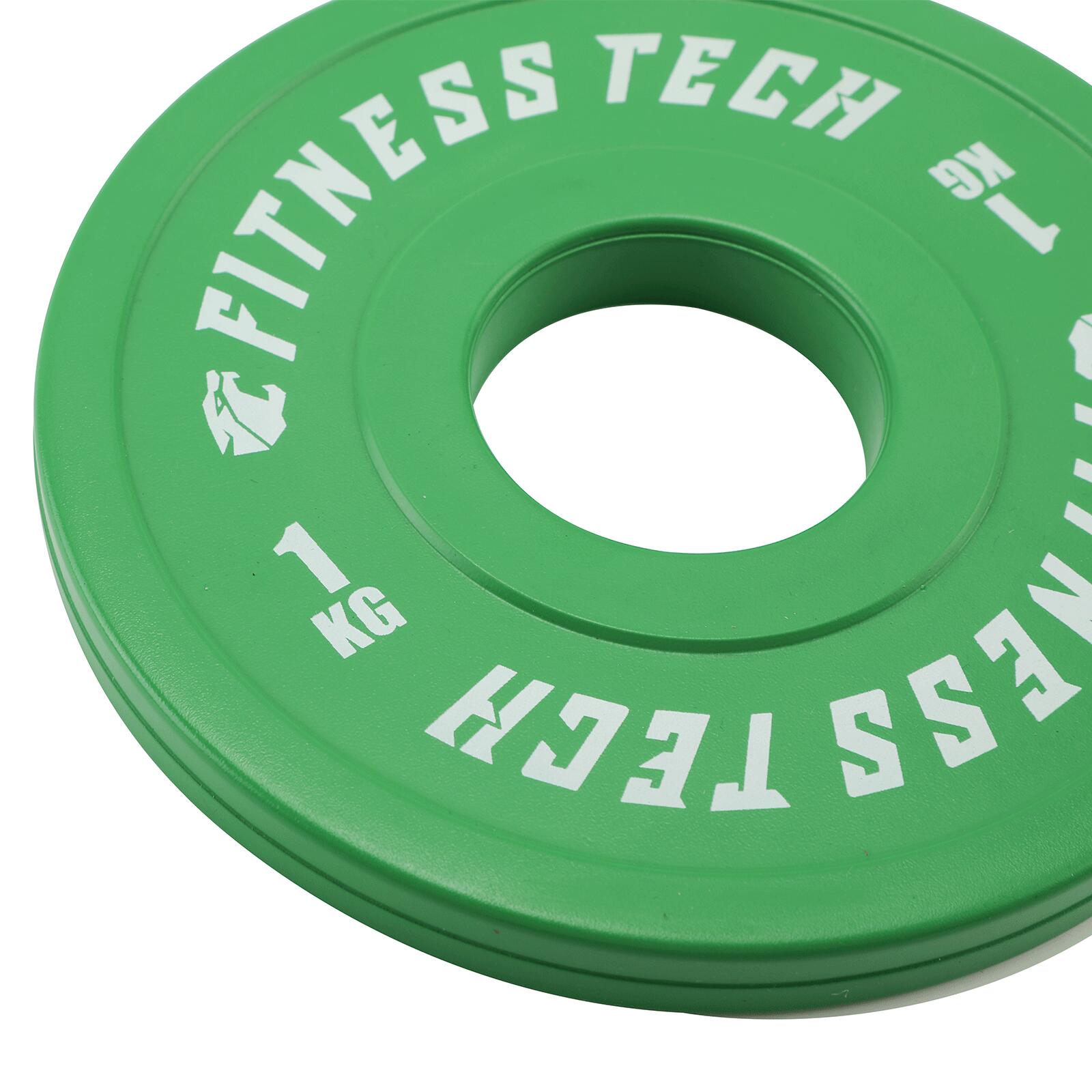 Disco Bumper Plate Fraccional 1 kg Fitness Tech Alta Resistencia Verde 2/5