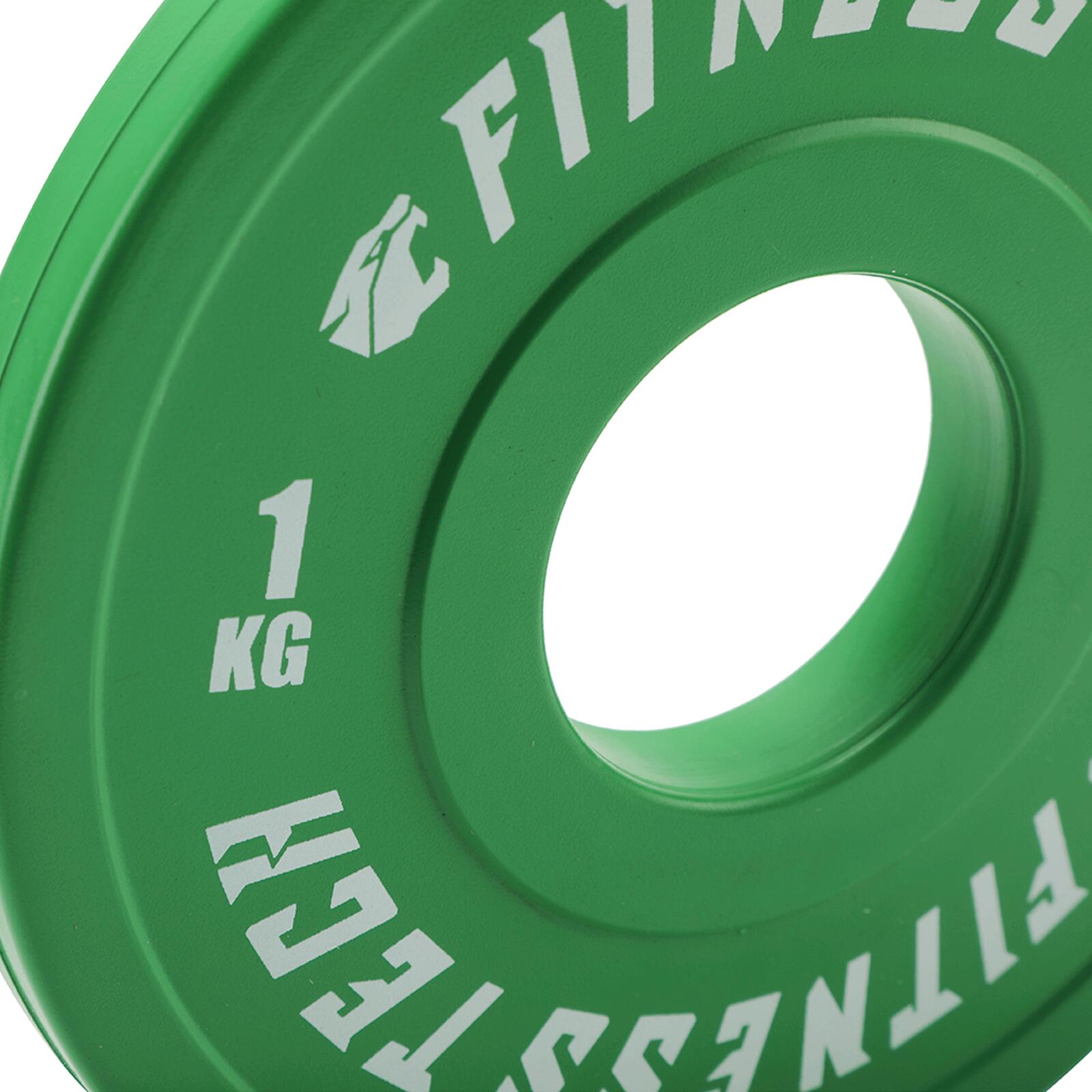 Disco Bumper Plate Fraccional 1 kg Fitness Tech Alta Resistencia Verde 3/5