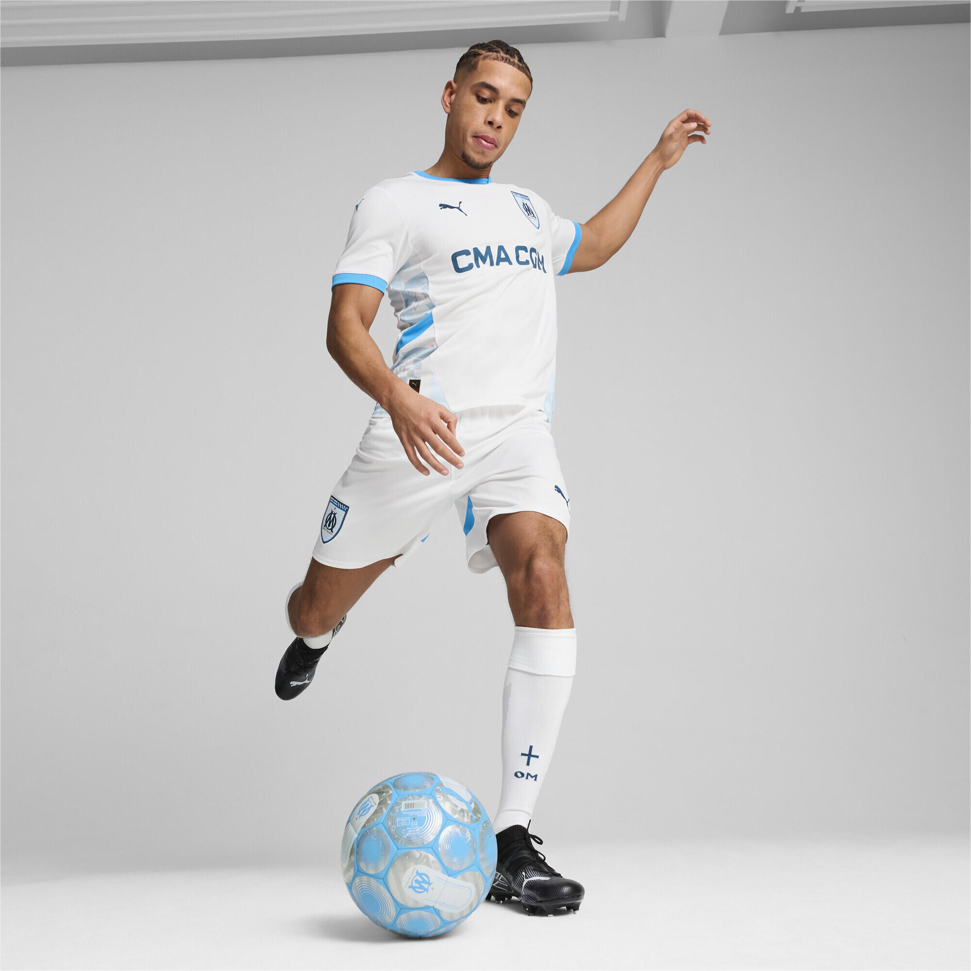 Shorts Olympique de Marseille 24/25 da uomo PUMA White Bleu Azur Blue 4/7