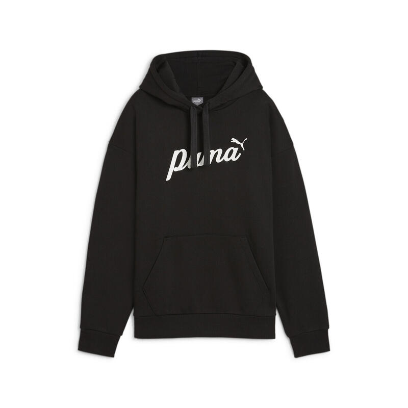 ESS+ Script Hoodie Damen PUMA Black White Rubber