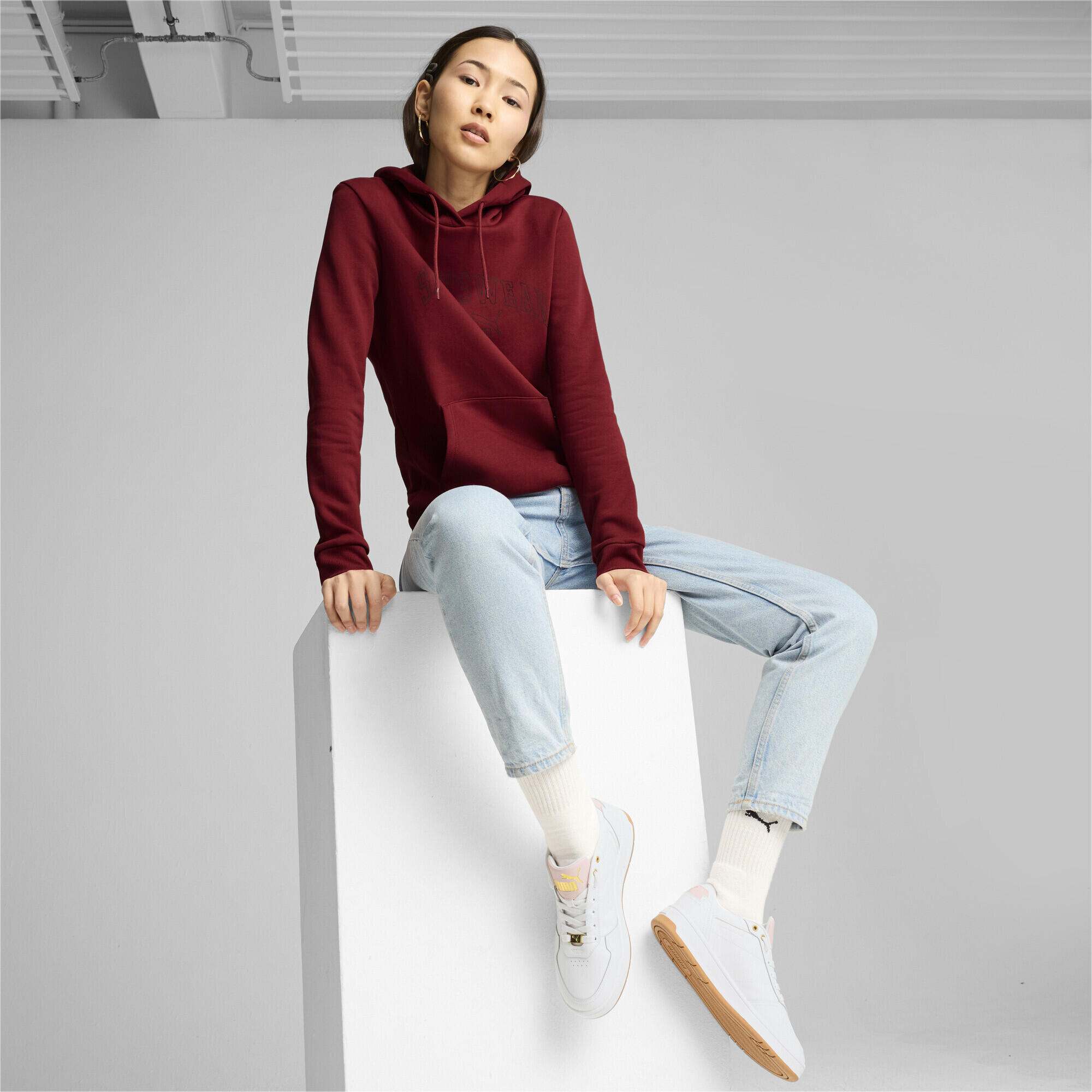 Dames Ess+ Lab Logo Fleece Hoodie (Rood) 5/7