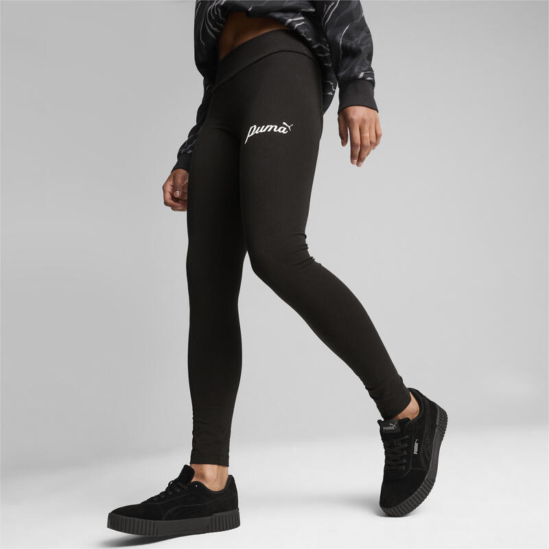 ESS+ SCRIPT Leggings Damen PUMA Black Gold Foil