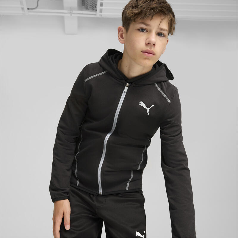 ACTIVE SPORTS mikina s kapucí na zip pro mládež PUMA Black