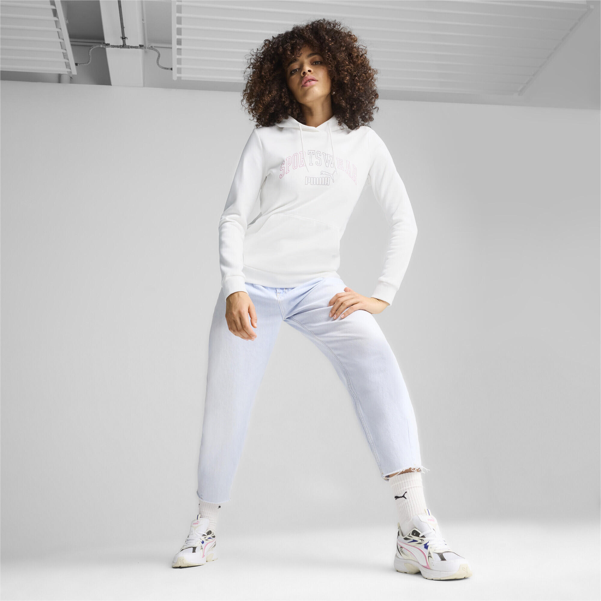 Felpa con cappuccio ESS+ LOGO LAB da donna PUMA White 7/7
