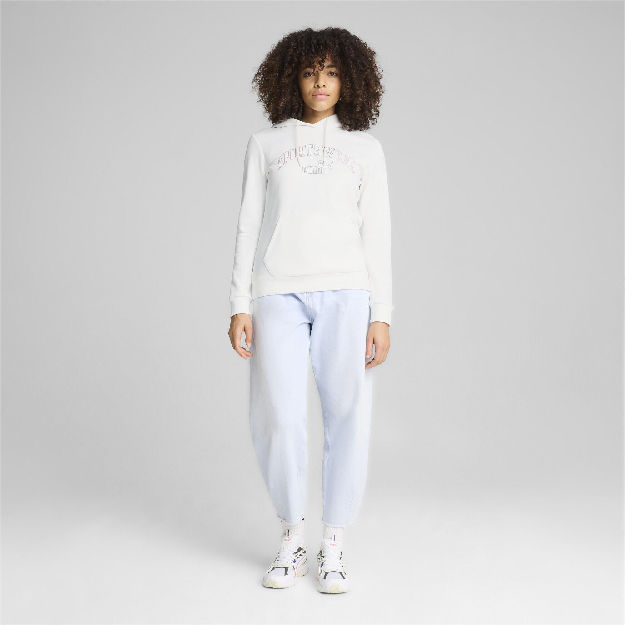 Felpa con cappuccio ESS+ LOGO LAB da donna PUMA White 4/7
