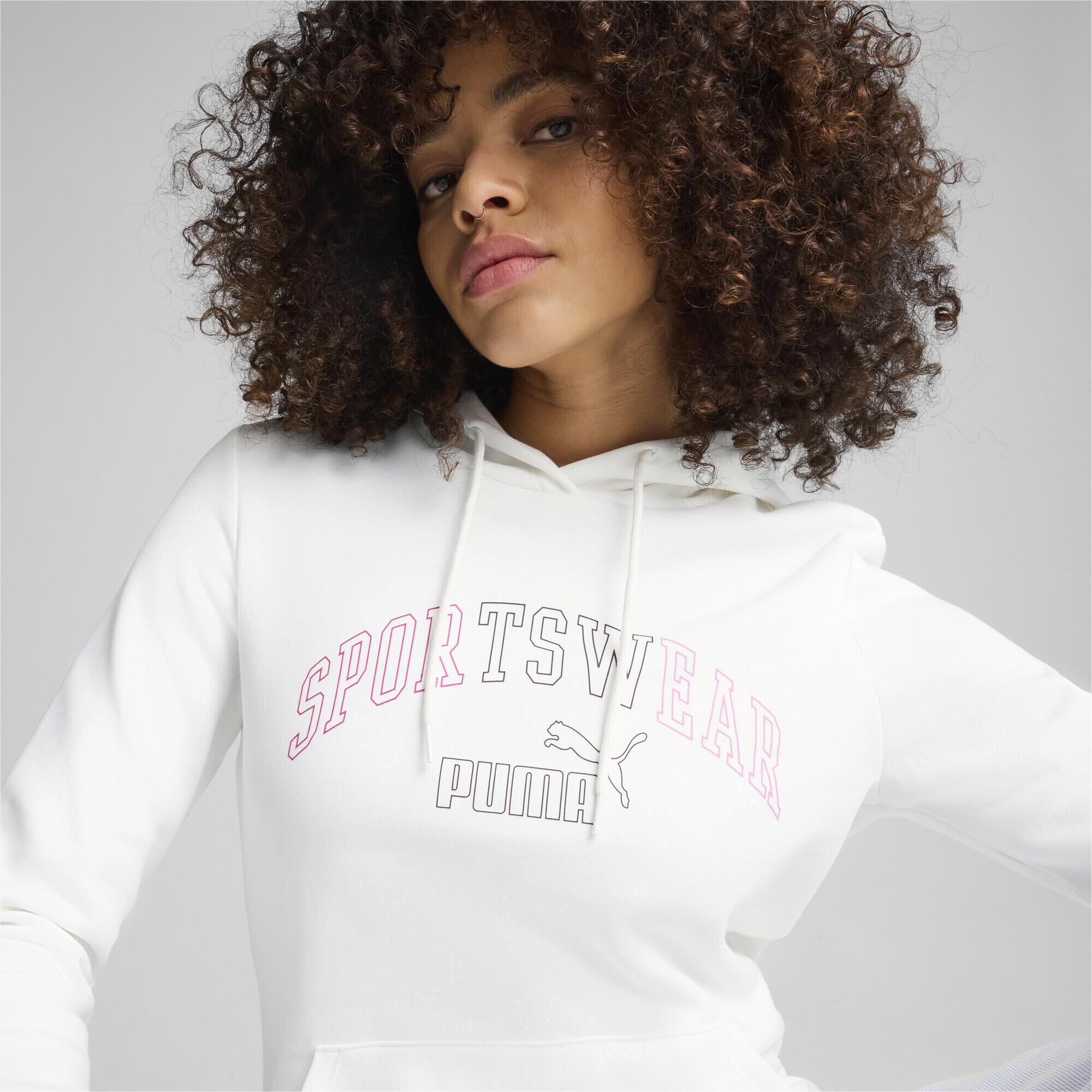 Felpa con cappuccio ESS+ LOGO LAB da donna PUMA White 6/7