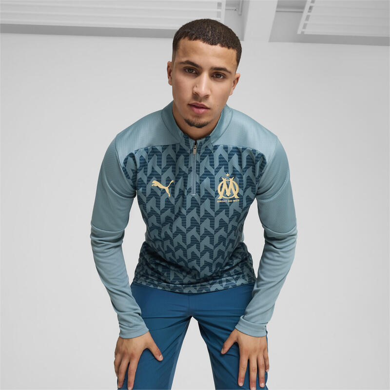 Pánská předzápasová bunda Olympique de Marseille PUMA Bold Blue Ocean Tropic