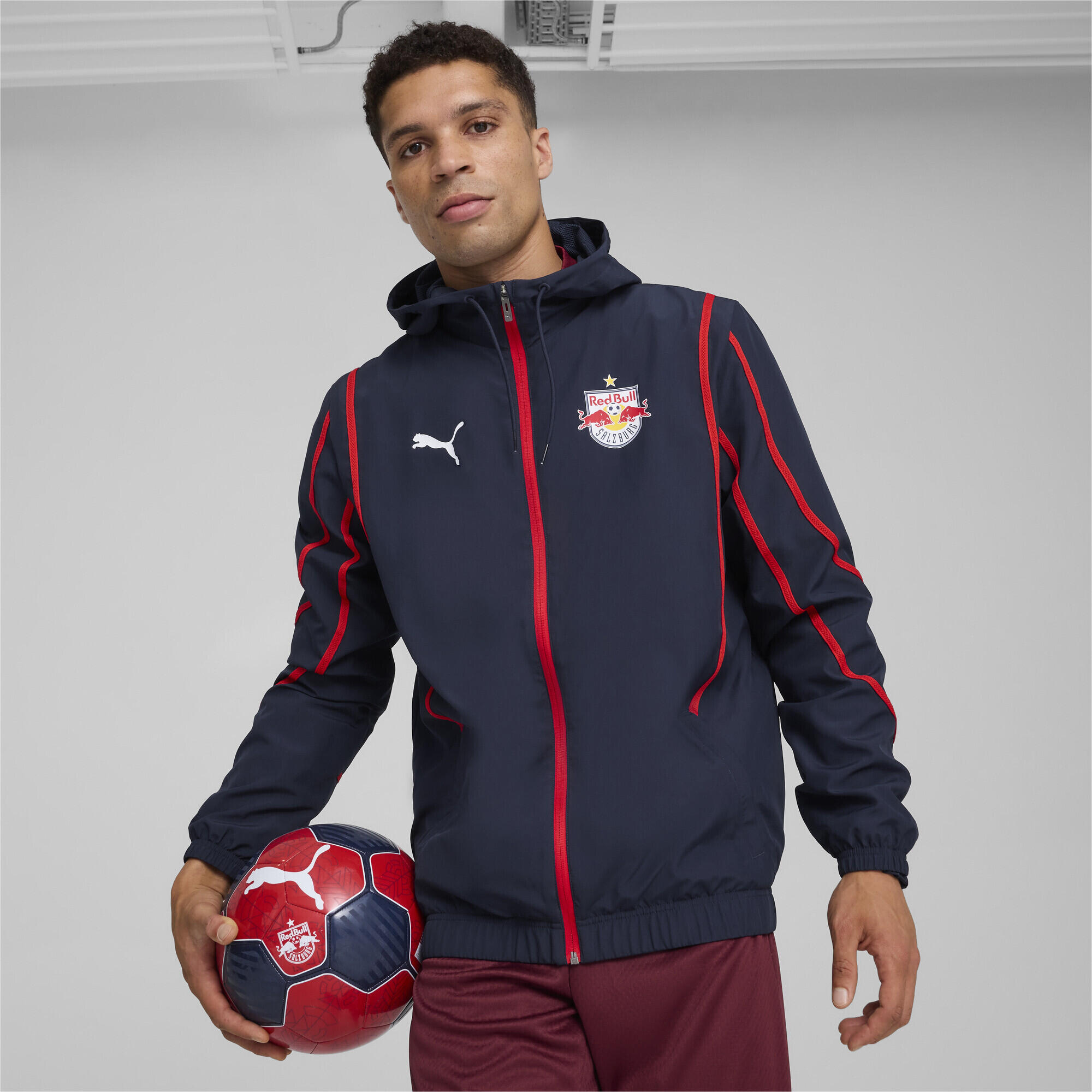FC Red Bull Salzburg Gewebte Aufwärmjacke Herren PUMA Club Navy Red Blue 6/7
