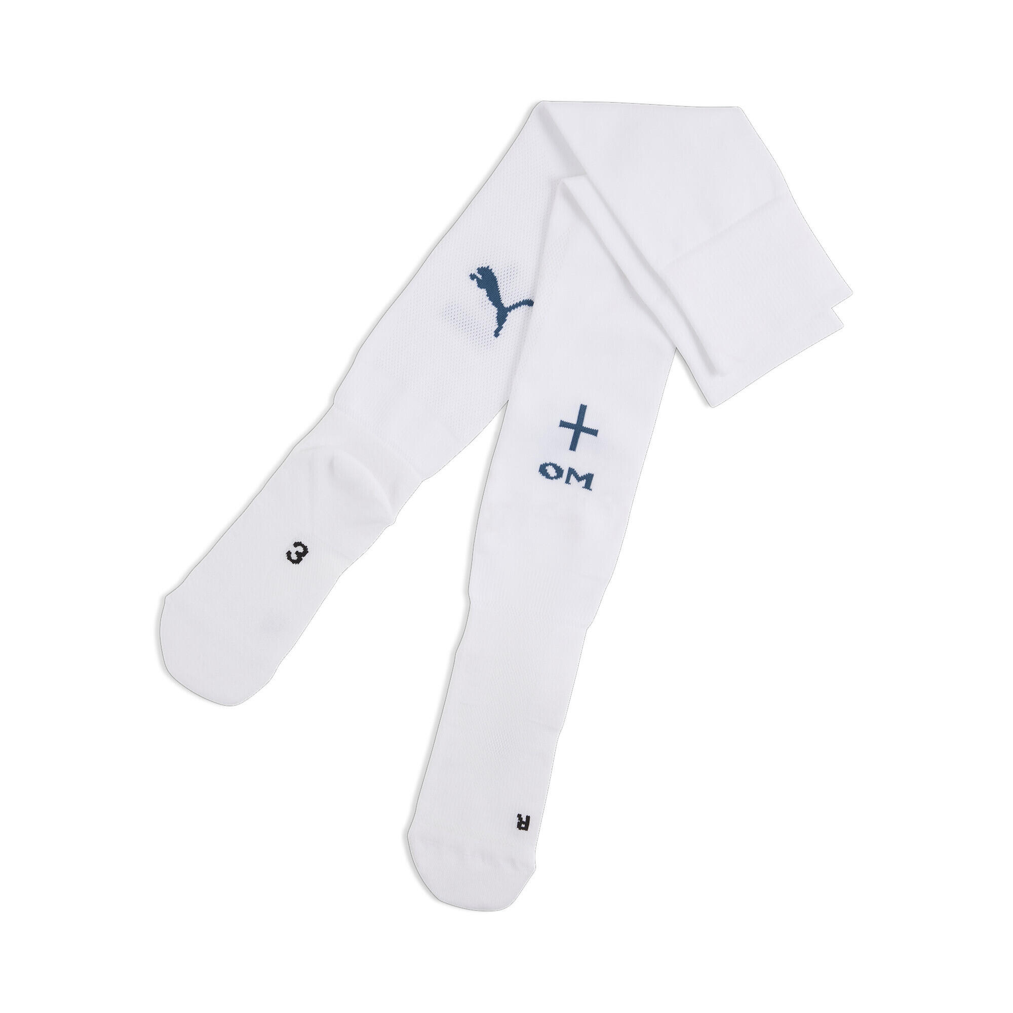 Męskie gładkie skarpety Olympique Marsylia PUMA White Ocean Tropic Blue