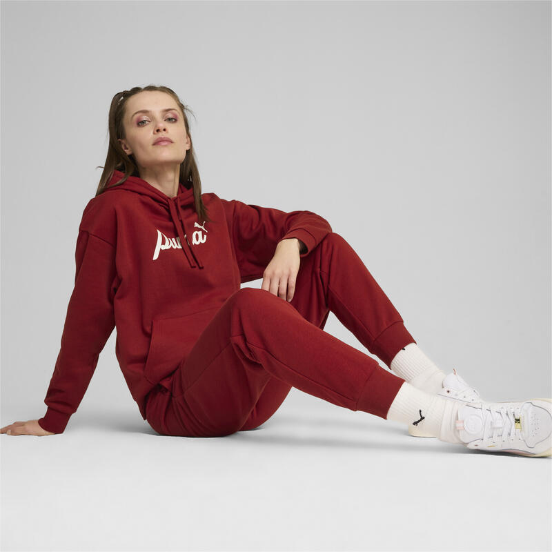 Hoodie ESS+ Script Femme PUMA Intense Red White Rubber