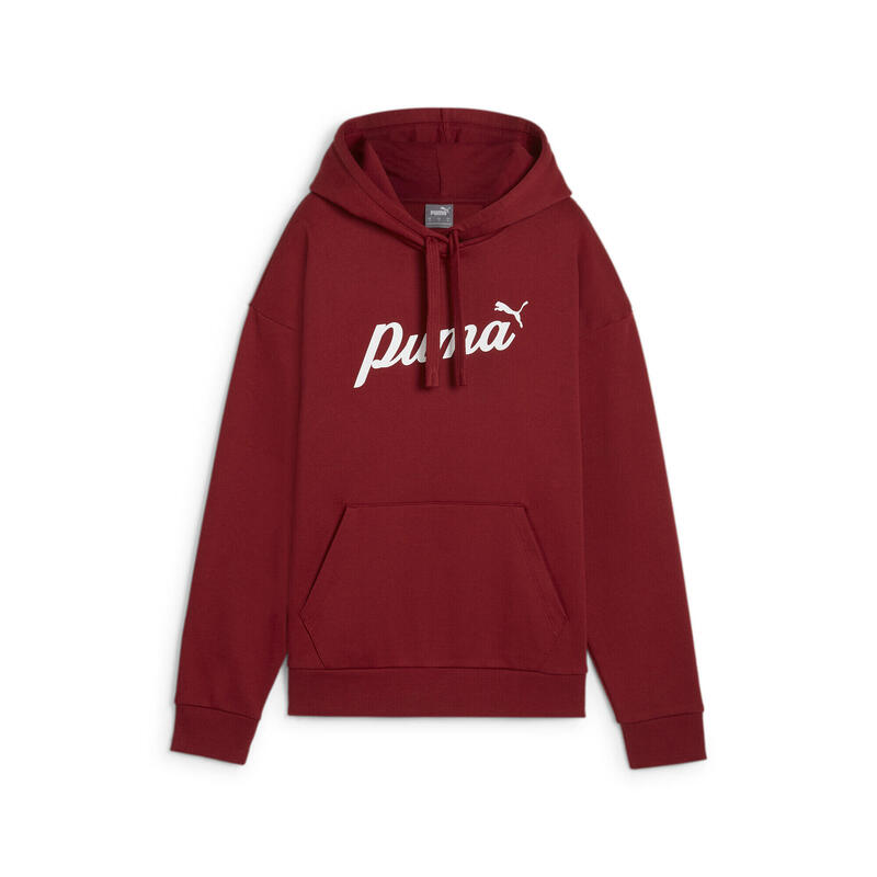 Felpa con cappuccio ESS+ Script da donna PUMA Intense Red White Rubber