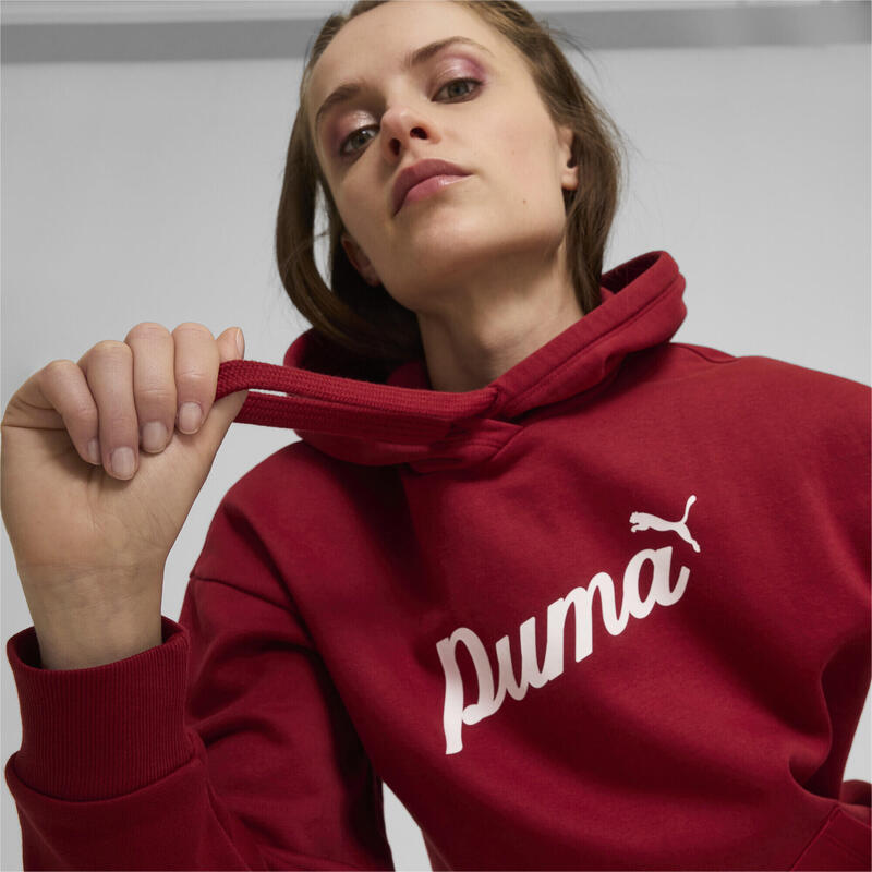 Hoodie ESS+ Script Femme PUMA Intense Red White Rubber