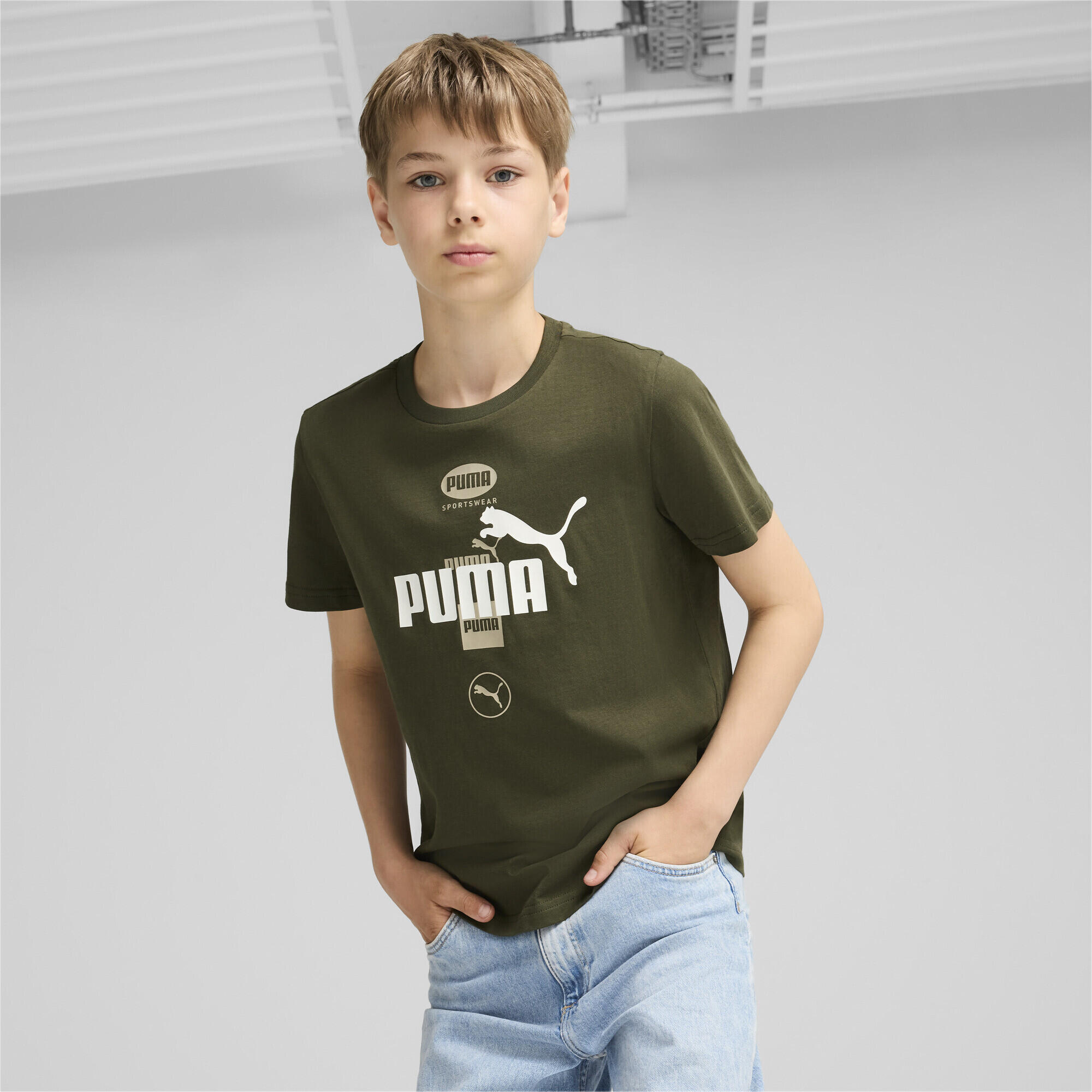 PUMA POWER T-shirt met print voor jongeren PUMA Dark Olive Green 3/6