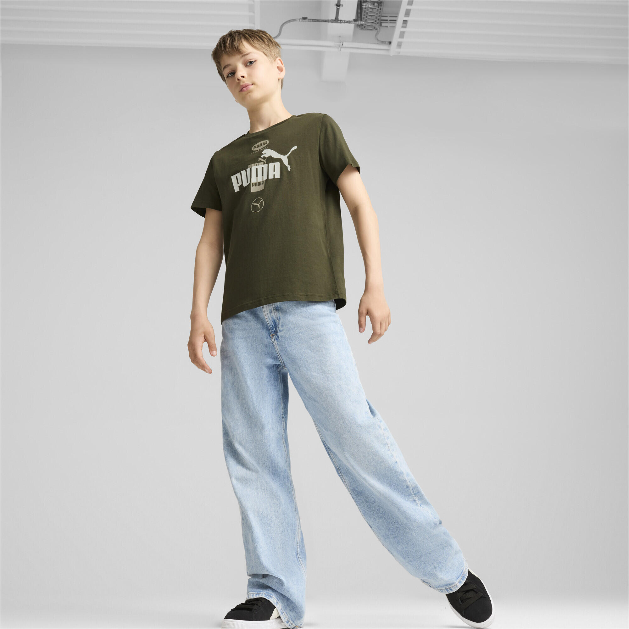 PUMA POWER T-shirt met print voor jongeren PUMA Dark Olive Green 5/6