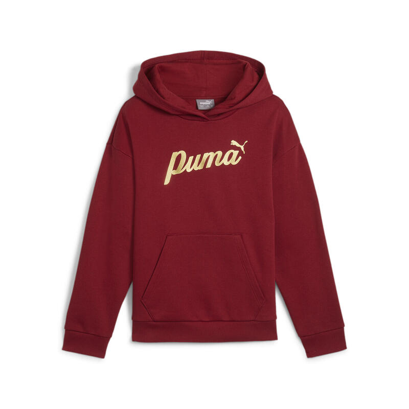 Felpa con cappuccio ESS+ SCRIPT per ragazzi PUMA Intense Red Gold Foil