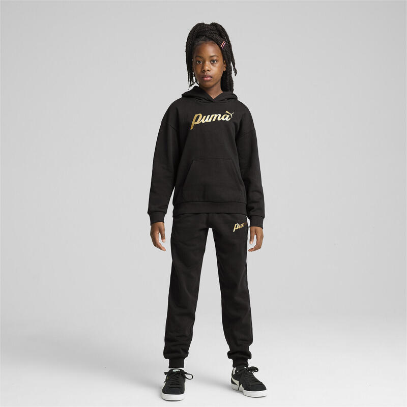Młodzieżowa bluza z kapturem ESS+ SCRIPT PUMA Black Gold Foil
