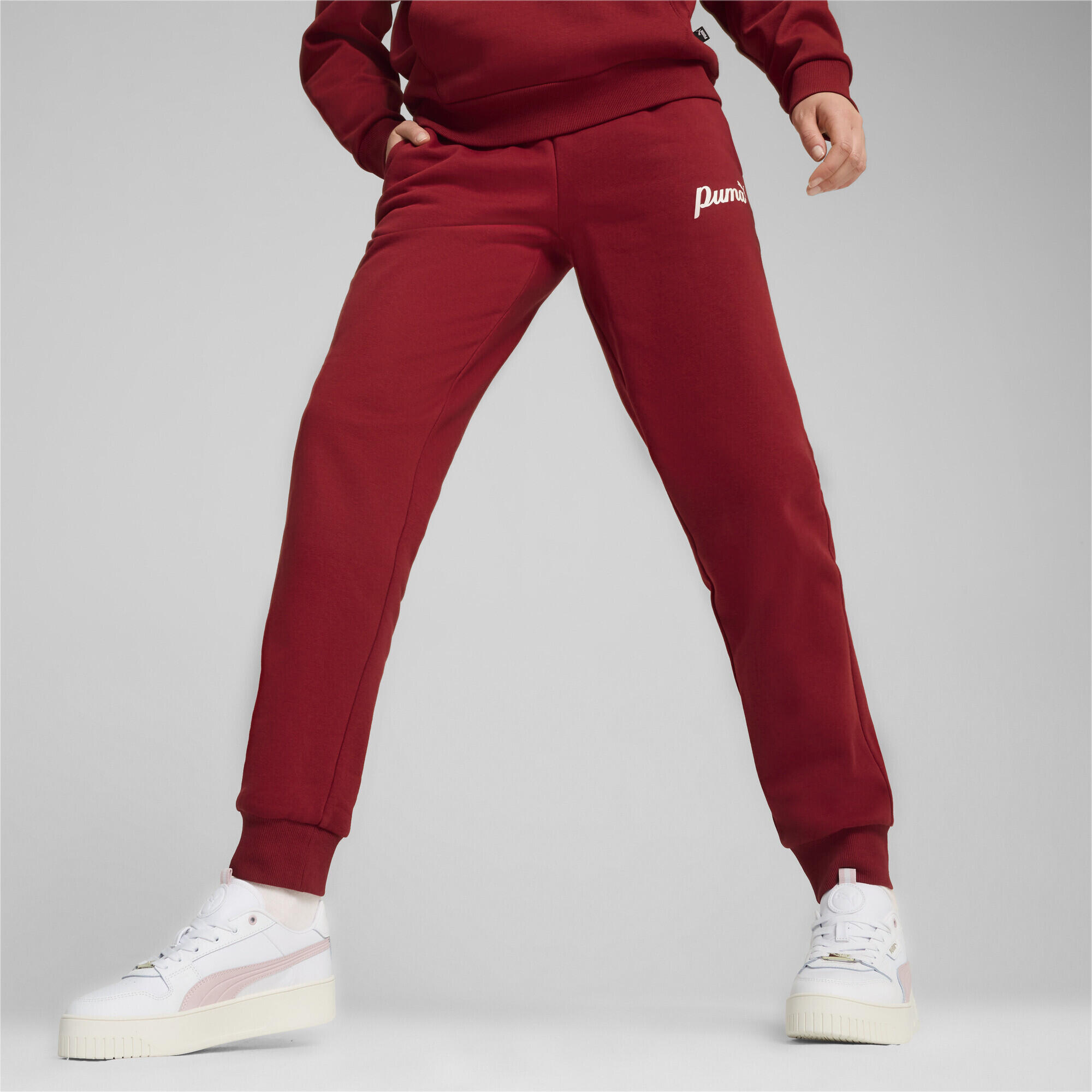 ESS+ Script Pants Mulher PUMA Intense Red Gold Foil 3/7