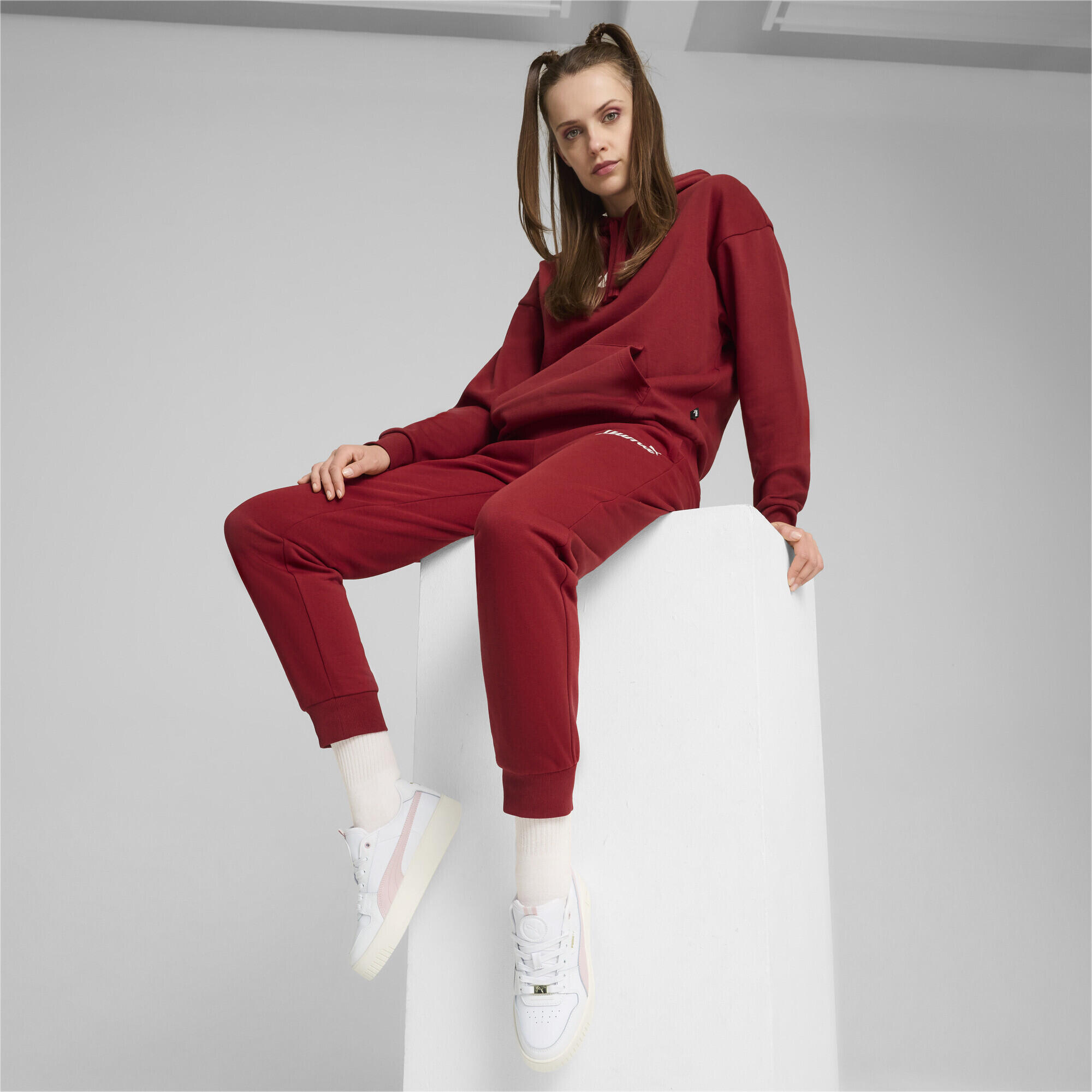 ESS+ Script Pants Mulher PUMA Intense Red Gold Foil 5/7