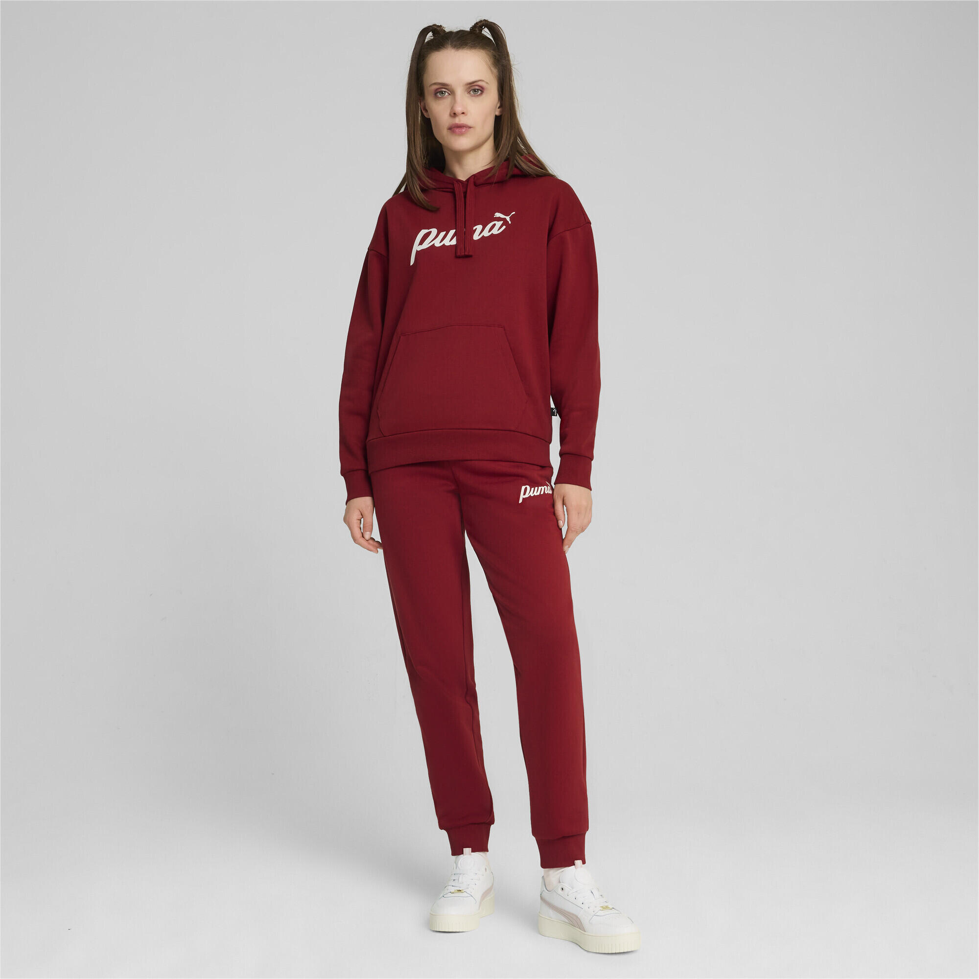 ESS+ Script Pants Mulher PUMA Intense Red Gold Foil 2/7