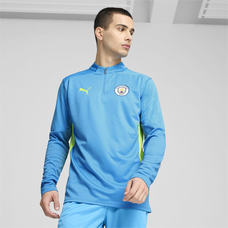 Męska bluza treningowa Manchester City z zamkiem 1/4 PUMA Magic Blue Yellow Glow