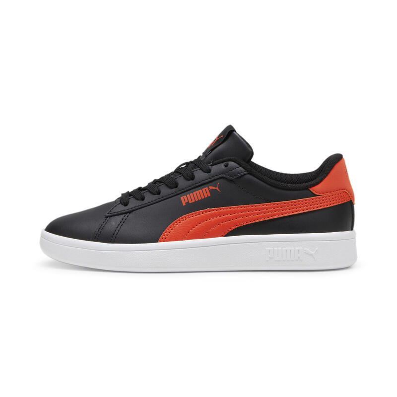 Baskets en cuir Smash 3.0 Enfant et Adolescent PUMA Black Redmazing Red