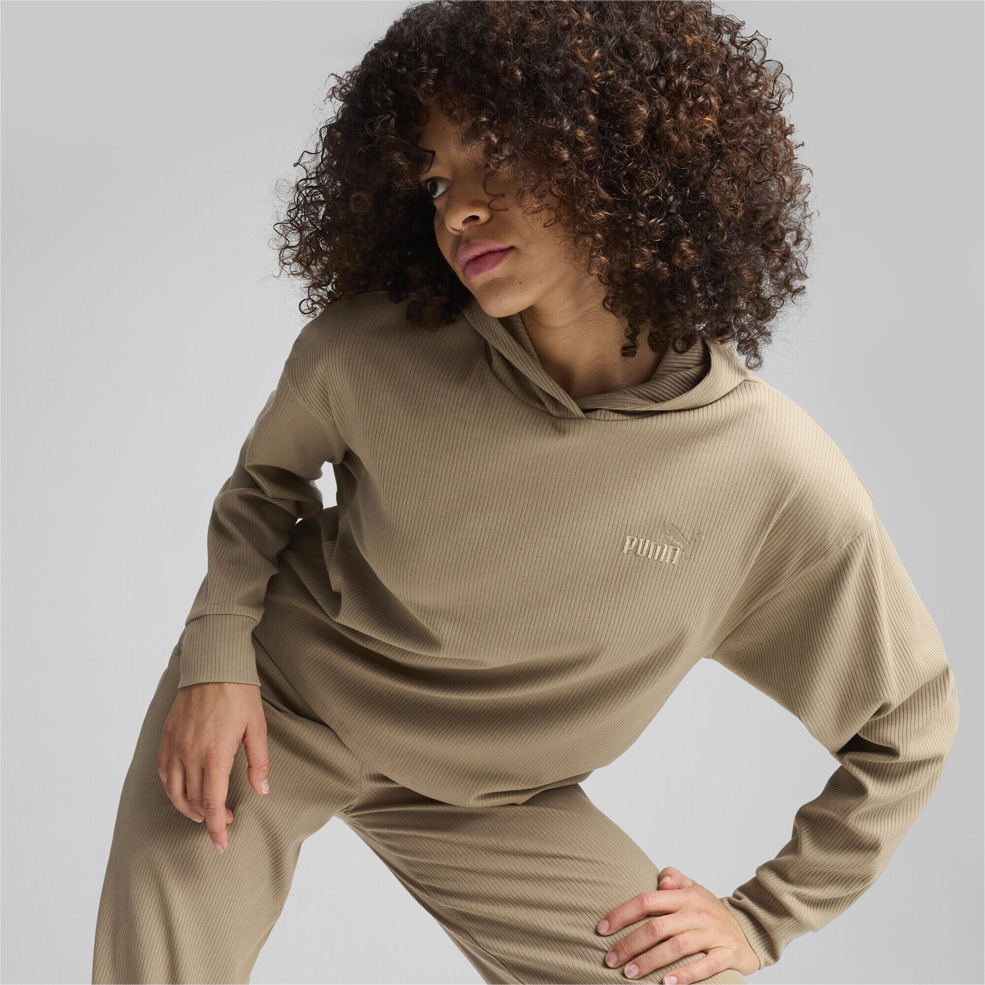 Hoodie ESS ELEVATED Femme PUMA Oak Branch Beige 5/7